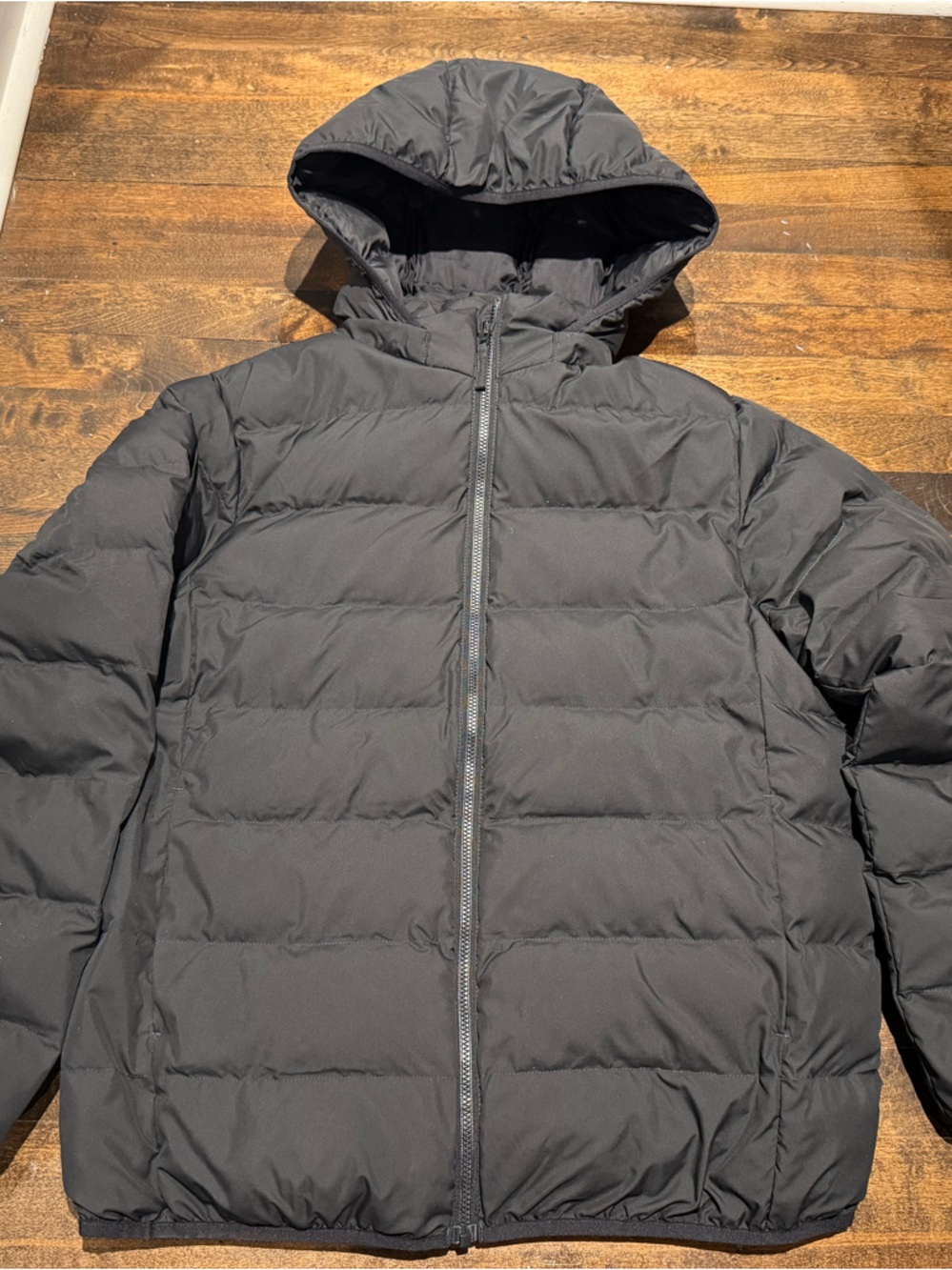 Uniqlo Kids Black Hooded Spring/Fall Puffer Jacket - 13